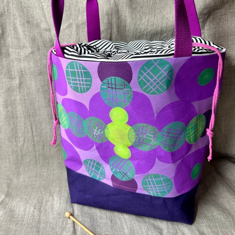 Large drawstring bags - Purple and green