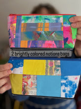 Load image into Gallery viewer, Notions bag with sturdy waxed canvas bottom - Patchwork cotton