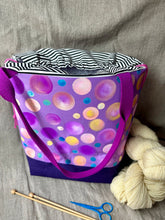 Load image into Gallery viewer, Large drawstring bag-Peach and purple bubbles
