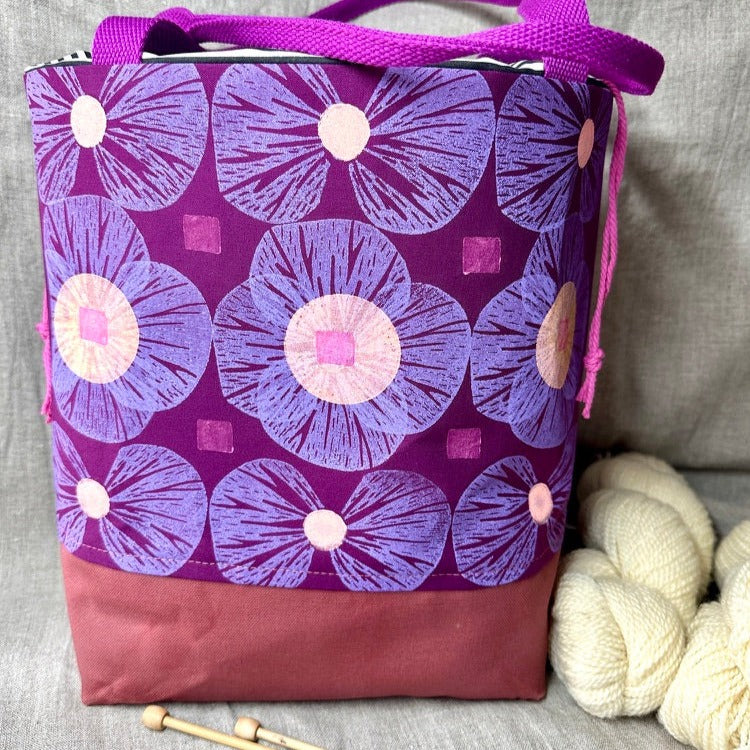 Large drawstring bag - Flowers and bows