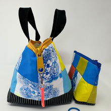 Load image into Gallery viewer, Zipper scrappy bag boxy yellow and blue