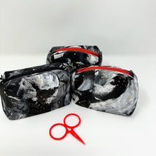 Load image into Gallery viewer, Mini Boxy bottom notions bag- Black , white and gold