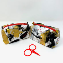 Load image into Gallery viewer, Mini Boxy bottom notions bag- Black , white and gold