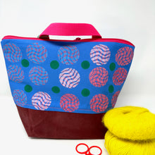 Load image into Gallery viewer, XL Zipper project bag - Blue and pink yarn balls