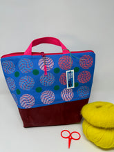 Load image into Gallery viewer, XL Zipper project bag - Blue and pink yarn balls