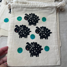 Load image into Gallery viewer, Small canvas drawstring bags- Sheepies