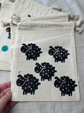 Load image into Gallery viewer, Small canvas drawstring bags- Sheepies