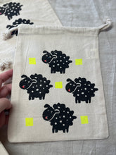 Load image into Gallery viewer, Small canvas drawstring bags- Sheepies