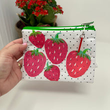 Load image into Gallery viewer, Notions Bag Zipper- FLAT Strawberries