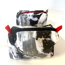 Load image into Gallery viewer, Mini Boxy bottom notions bag- Black , white and gold
