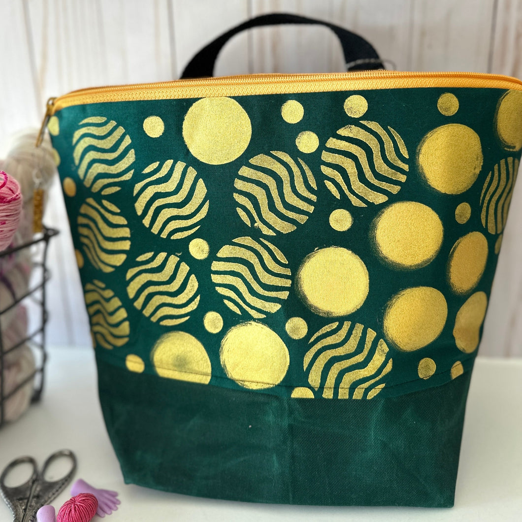 XL project bag - Gold and green