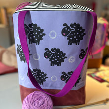 Load image into Gallery viewer, Large drawstring bag - Purple sheepies
