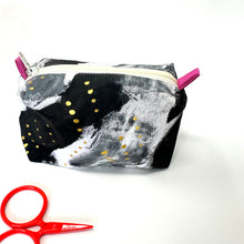 Load image into Gallery viewer, Mini Boxy bottom notions bag- Black , white and gold
