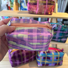 Load image into Gallery viewer, Mini Boxy bottom notions bags - Painted fabric- plaid - pinks
