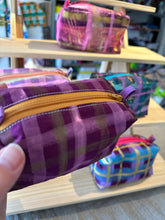 Load image into Gallery viewer, Mini Boxy bottom notions bags - Painted fabric- plaid - pinks
