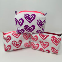 Load image into Gallery viewer, Mini Boxy bottom notions bags - HEARTS
