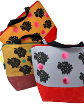 Load image into Gallery viewer, Two fabric bags with black block printed sheep patterns on a white background
