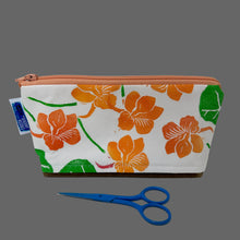 Load image into Gallery viewer, Floral-patterned pouch with a pair of blue scissors on a white background
