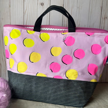 Load image into Gallery viewer, Purl- A sweater quantity project bag , Mauve with neon dots

