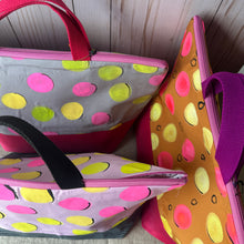 Load image into Gallery viewer, Purl- A sweater quantity project bag , Gold with neon dots
