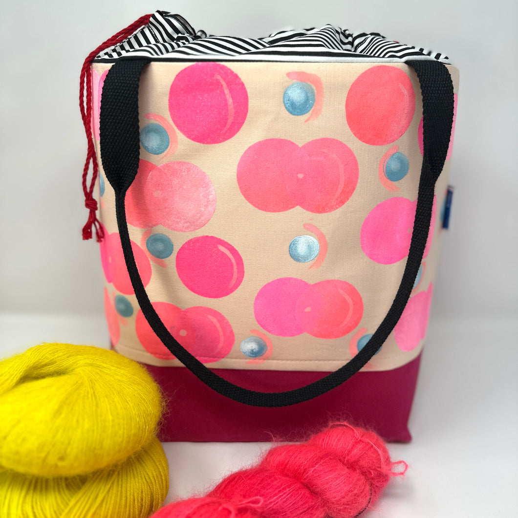 Large drawstring bag - Pink bubbles