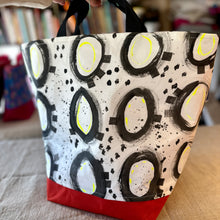Load image into Gallery viewer, Big tote-Bold black circles with neon pop
