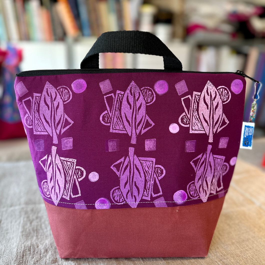 XL  Zipper project bag - Art Deco leaves