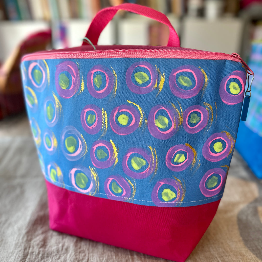 XL project bag - Blue and pink dots