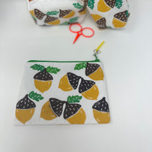 Load image into Gallery viewer, Two fabric pouches with acorn pattern on a white background
