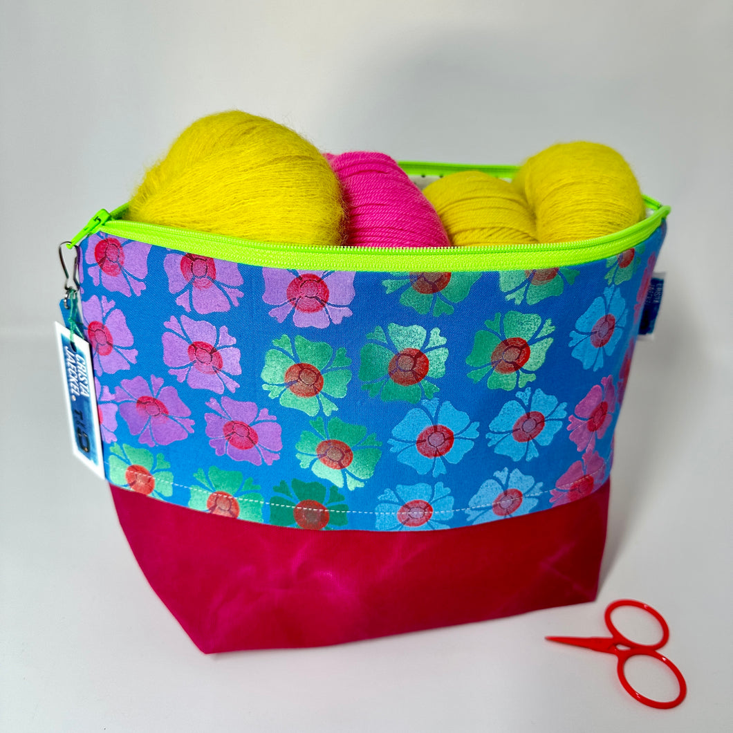 L zipper project bag- Small flowers