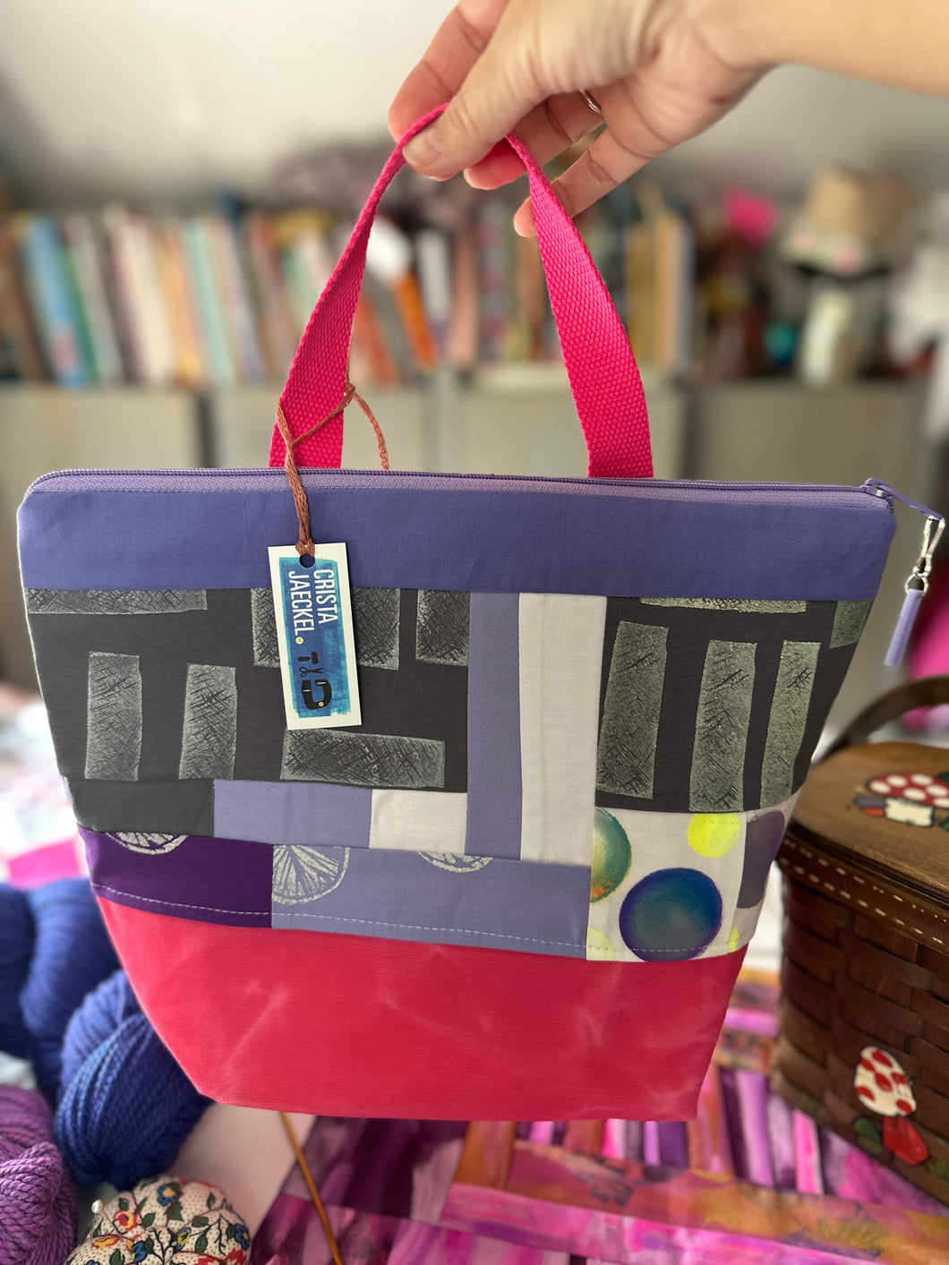 XL project bag - Purple patchwork