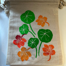 Load image into Gallery viewer, Small canvas drawstring bags, Nasturtiums
